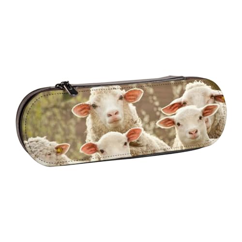 IguaTu Federmäppchen und Make-up-Organizer aus Leder, mit Pfeilen, wasserdicht, mit Reißverschluss, kompakte Reise-Stifttasche für Schule, Büro, Geschenk, Schafe und Lämmer., Einheitsgröße von IguaTu
