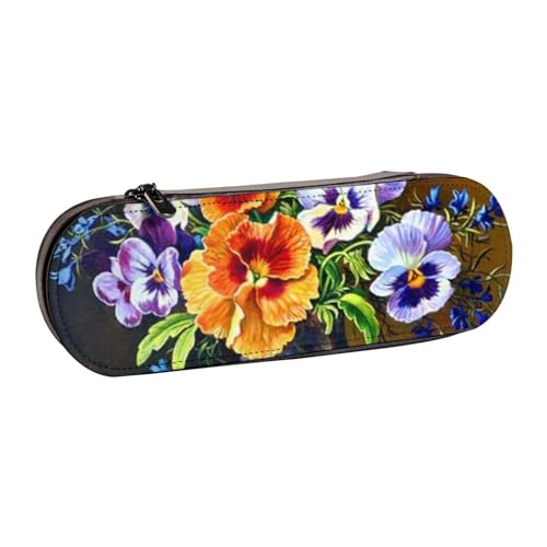 IguaTu Federmäppchen und Make-up-Organizer aus Leder, mit Reißverschluss, kompaktes Reise-Stiftetui für Schule, Büro, Blumen-Diamantbild., Einheitsgröße, Kosmetikkoffer von IguaTu