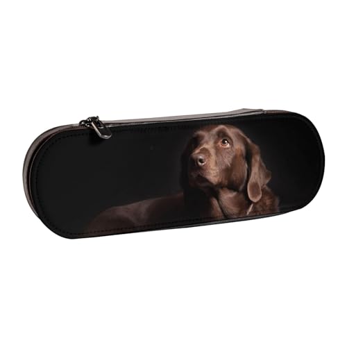 IguaTu Federmäppchen und Make-up-Organizer aus Leder, mit Reißverschluss, kompaktes Reise-Stiftetui für Schule, Büro, Brauner Labrador, Einheitsgröße, Kosmetikkoffer von IguaTu