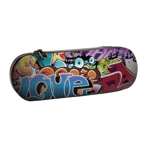 IguaTu Federmäppchen und Make-up-Organizer aus Leder, mit Reißverschluss, kompaktes Reise-Stiftetui für Schule, Büro, Graffiti Hip Hop, Einheitsgröße, Kosmetikkoffer von IguaTu