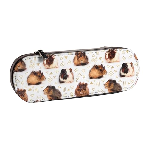 IguaTu Federmäppchen und Make-up-Organizer aus Leder, mit Reißverschluss, kompaktes Reise-Stiftetui für Schule, Büro, Meerschweinchen, Einheitsgröße, Kosmetikkoffer von IguaTu