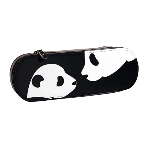 IguaTu Federmäppchen und Make-up-Organizer aus Leder, mit Reißverschluss, kompaktes Reise-Stiftetui für Schule, Büro, Panda-Tier, Einheitsgröße, Kosmetikkoffer von IguaTu