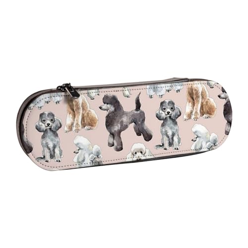 IguaTu Federmäppchen und Make-up-Organizer aus Leder, mit Reißverschluss, kompaktes Reise-Stiftetui für Schule, Büro, Pudelhunde, Einheitsgröße, Kosmetikkoffer von IguaTu