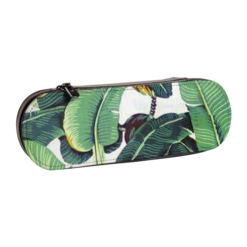 IguaTu Federmäppchen und Make-up-Organizer aus Leder, mit Reißverschluss, kompaktes Reise-Stiftetui für Schule, Büro, Tropische Bananenpalmenblätter., Einheitsgröße, Kosmetikkoffer von IguaTu