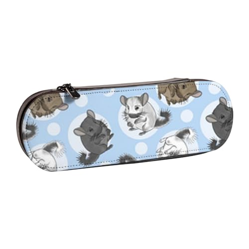 IguaTu Federmäppchen und Make-up-Organizer mit Italien-Flagge, wasserdicht, mit Reißverschluss, kompakte Reise-Stifttasche für Schule, Büro, Blaue Chinchillas und Mond, Einheitsgröße, Kosmetikkoffer von IguaTu