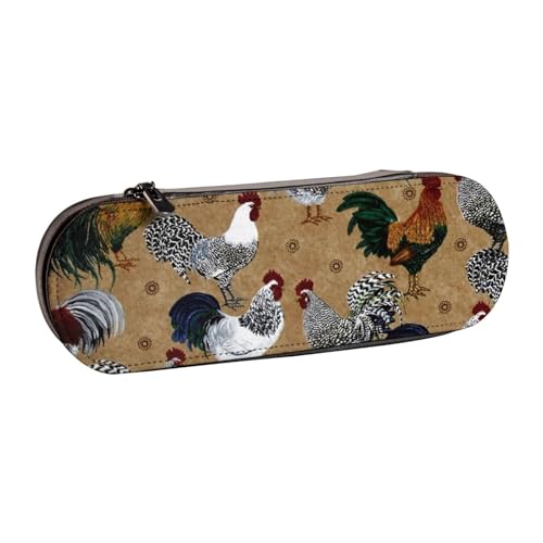 IguaTu Federmäppchen und Make-up-Organizer mit französischem Hahn, wasserdicht, mit Reißverschluss, kompakte Reise-Stifttasche für Schule, Büro, Aufdruck Hahn und Huhn, Einheitsgröße, Kosmetikkoffer von IguaTu