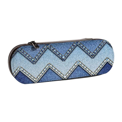 IguaTu Federmäppchen und Make-up-Organizer mit französischem Hahn, wasserdicht, mit Reißverschluss, kompakte Reise-Stifttasche für Schule, Büro, Gradient Blue Denim, Einheitsgröße, Kosmetikkoffer von IguaTu