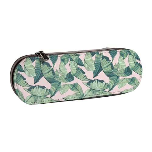 IguaTu Federmäppchen und Make-up-Organizer mit französischem Hahn, wasserdicht, mit Reißverschluss, kompakte Reise-Stifttasche für Schule, Büro, Grün Palmenblätter Rosa, Einheitsgröße, Kosmetikkoffer von IguaTu
