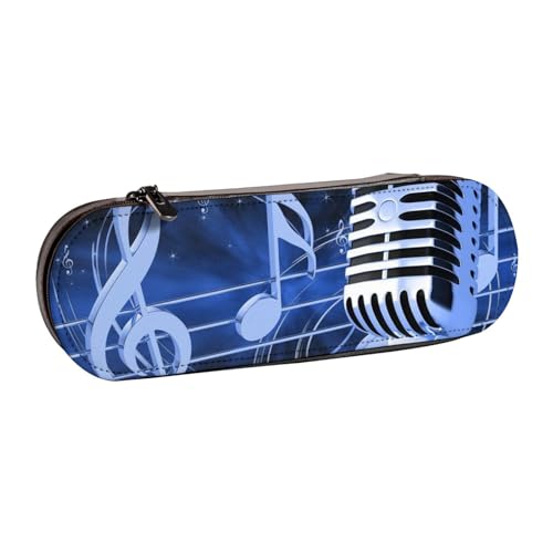 IguaTu Federmäppchen und Make-up-Organizer mit französischem Hahn, wasserdicht, mit Reißverschluss, kompakte Reise-Stifttasche für Schule, Büro, Mikrofon mit Musiknoten, Einheitsgröße, Kosmetikkoffer von IguaTu