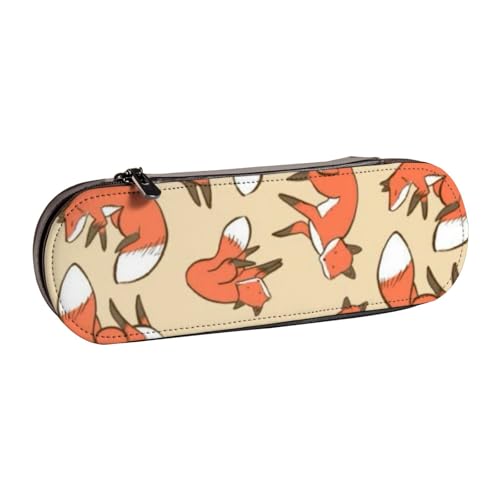 IguaTu Federmäppchen und Make-up-Organizer mit französischem Hahn, wasserdicht, mit Reißverschluss, kompakte Reise-Stifttasche für Schule, Büro, Viele Füchse, Einheitsgröße, Kosmetikkoffer von IguaTu