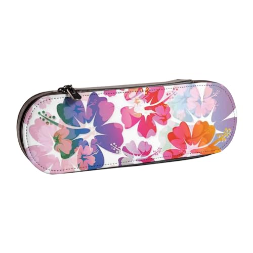 IguaTu Federmäppchen und Make-up-Organizer mit rotem Geranien-Motiv, wasserdicht, mit Reißverschluss, kompakte Reise-Stifttasche für Schule, Büro, Hawaiianischer Blumendruck, Einheitsgröße von IguaTu