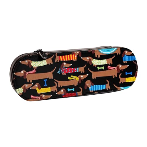 IguaTu Federmäppchen und Make-up-Organizer mit rotem Geranien-Motiv, wasserdicht, mit Reißverschluss, kompakte Reise-Stifttasche für Schule, Büro, I Love My Dog Dachshunds, Einheitsgröße von IguaTu