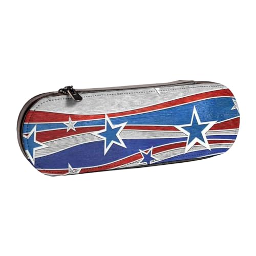 IguaTu Federmäppchen und Make-up-Organizer mit rotem Geranien-Motiv, wasserdicht, mit Reißverschluss, kompakte Reise-Stifttasche für Schule, Büro, Patriotic Stars Stripes Independence Day von IguaTu