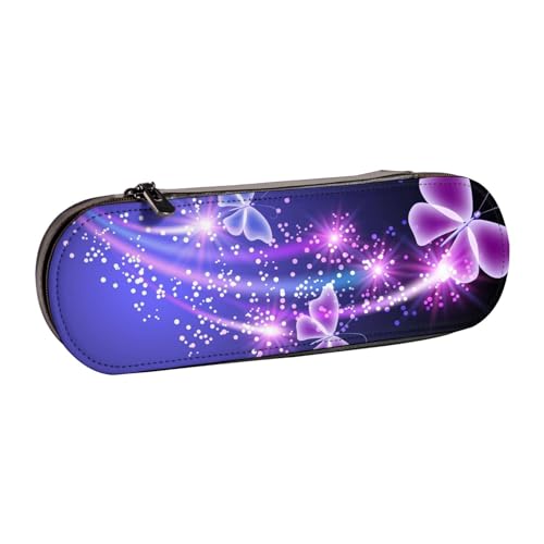 IguaTu Federmäppchen und Make-up-Organizer mit rotem Geranien-Motiv, wasserdicht, mit Reißverschluss, kompakte Reise-Stifttasche für Schule, Büro, Schöner violetter Schmetterling, Einheitsgröße von IguaTu