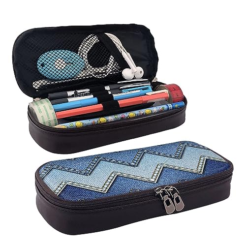 IguaTu Französische Bulldogge Federmäppchen Große Kapazität Bedrucktes Federmäppchen Schreibwaren Organizer für Schule Bürobedarf, Gradient Blue Denim, Einheitsgröße, Beauty Case von IguaTu