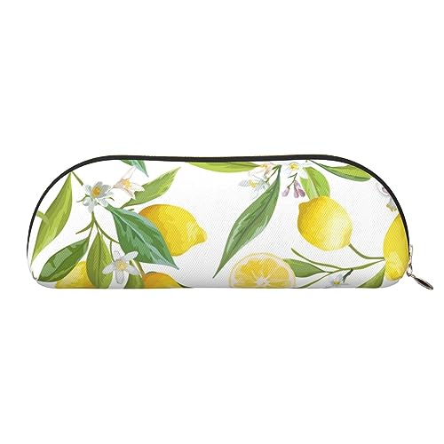 IguaTu Fresh Tropical Lemons Federmäppchen aus Leder - Kosmetiktasche mit glattem Reißverschluss - Münztasche - Bürobedarf Organizer, gold, Einheitsgröße, Schulranzen von IguaTu