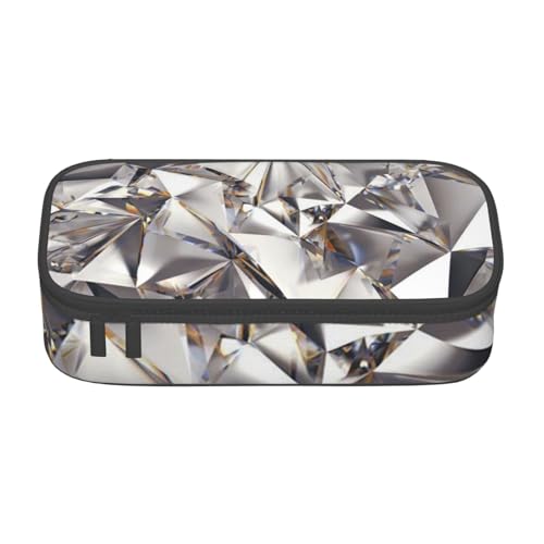 IguaTu Funny Fox Federmäppchen mit großer Kapazität für Schule, Schreibwaren Organizer Tasche mit Fächern, Reißverschlusstasche, Glitzer, abstraktes Diamant-Kristallmuster, Einheitsgröße von IguaTu