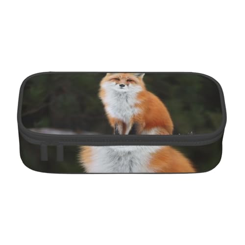 IguaTu Funny Fox Federmäppchen mit großer Kapazität für Schule, Schreibwaren Organizer Tasche mit Fächern, Reißverschlusstasche, Lustiger Fuchs, Einheitsgröße, Kosmetikkoffer von IguaTu