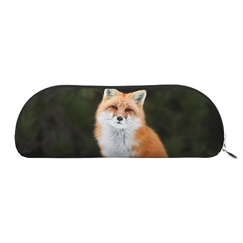 IguaTu Funny Fox Leder Federmäppchen Kosmetiktasche mit glattem Reißverschluss Münzbeutel Büro Schreibwaren Organizer, silber, Einheitsgröße, Schulranzen von IguaTu