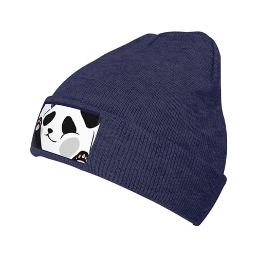IguaTu Funny Panda Herren Beanie Mütze Winter Strickmütze Fleece Mütze für Frauen Wollmützen Wärmer Wandern Skimützen, marineblau, One size von IguaTu