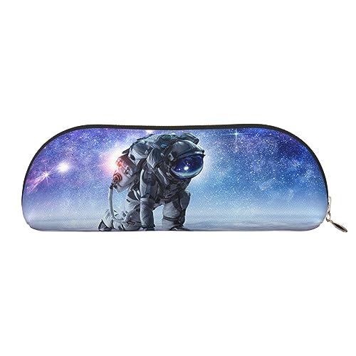 IguaTu Galaxy Astronaut Leder Federmäppchen Kosmetiktasche mit glattem Reißverschluss Münzbeutel Büro Schreibwaren Organizer, gold, Einheitsgröße, Schulranzen von IguaTu