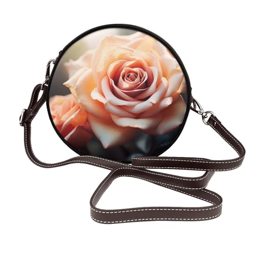 IguaTu Gelbe und braune Dreiecke, runde Leder-Umhängetasche für Damen, mit abnehmbarem Riemen, stilvolle Crossbody-Kreis-Geldbörse, Vintage Rose Blooms, Einheitsgröße IguaTu Gelbe und braune Dreiecke, runde Leder-Umhängetasche für Damen, mit abnehmbarem Riemen, stilvolle Crossbody-Kreis-Geldbörse, Vintage Rose Blooms, Einheitsgröße von IguaTu