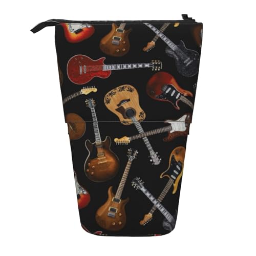 IguaTu Gitarren erweiterbares Federmäppchen, Teleskop-Schreibwaren-Organizer, strapazierfähiges Oxford-Gewebe, Mehrzweck-Tasche für Stifte, Make-up, Gitarren, Einheitsgröße, Kosmetikkoffer von IguaTu