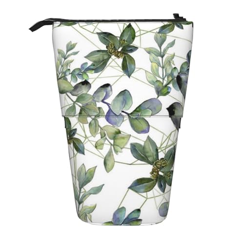 IguaTu Graffiti Hip Hop Erweiterbares Federmäppchen, Teleskop-Schreibwaren-Organizer, strapazierfähiges Oxford-Gewebe, Mehrzweck-Tasche für Stifte, Make-up, Grüne Eukalyptusblätter, Einheitsgröße, von IguaTu