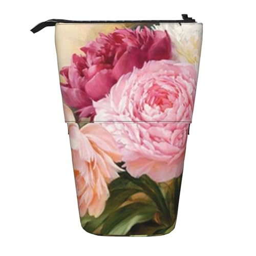 IguaTu Graffiti Hip Hop Erweiterbares Federmäppchen, Teleskop-Schreibwaren-Organizer, strapazierfähiges Oxford-Gewebe, Mehrzweck-Tasche für Stifte, Make-up, Pfingstrosenblüten, Einheitsgröße, von IguaTu