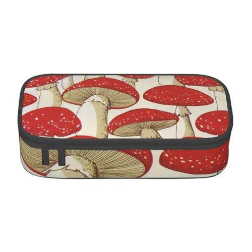 IguaTu Grüne Blätter Wand Große Kapazität Federmäppchen für Schule Schreibwaren Organizer Tasche mit Fächern Reißverschlusstasche, Rot-weißer Pilz, Einheitsgröße, Kosmetikkoffer von IguaTu