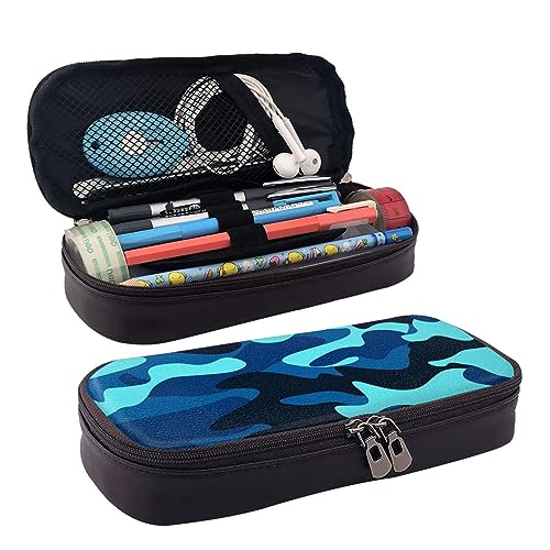 IguaTu Halloween Goth Federmäppchen Große Kapazität Bedrucktes Federmäppchen Schreibwaren Organizer für Schule Bürobedarf, blau camouflage, Einheitsgröße, Beauty Case von IguaTu