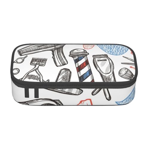 IguaTu Halloween fliegende Fledermäuse Große Kapazität Federmäppchen für Schule Schreibwaren Organizer Tasche mit Fächern Reißverschlusstasche, Einfarbiger Barber Shop, Einheitsgröße, Kosmetikkoffer von IguaTu