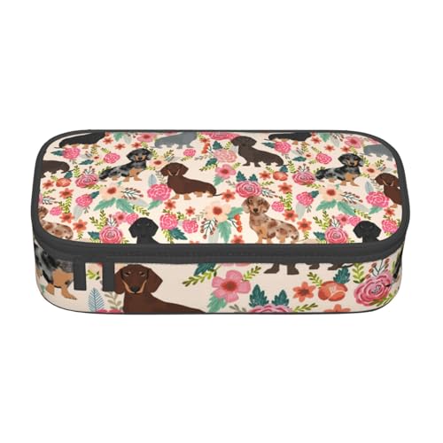 IguaTu Halloween fliegende Fledermäuse Große Kapazität Federmäppchen für Schule Schreibwaren Organizer Tasche mit Fächern Reißverschlusstasche, Hund Blume, Einheitsgröße, Kosmetikkoffer von IguaTu