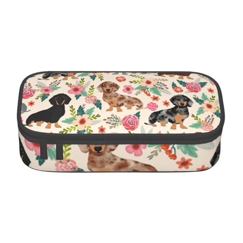 IguaTu Halloween fliegende Fledermäuse Große Kapazität Federmäppchen für Schule Schreibwaren Organizer Tasche mit Fächern Reißverschlusstasche, Hund Floral, Einheitsgröße, Kosmetikkoffer von IguaTu
