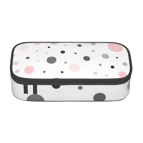 IguaTu Halloween fliegende Fledermäuse Große Kapazität Federmäppchen für Schule Schreibwaren Organizer Tasche mit Fächern Reißverschlusstasche, Modernes Punktemuster in Rosa, Grau, Weiß, Einheitsgröße IguaTu Halloween fliegende Fledermäuse Große Kapazität Federmäppchen für Schule Schreibwaren Organizer Tasche mit Fächern Reißverschlusstasche, Modernes Punktemuster in Rosa, Grau, Weiß, Einheitsgröße von IguaTu