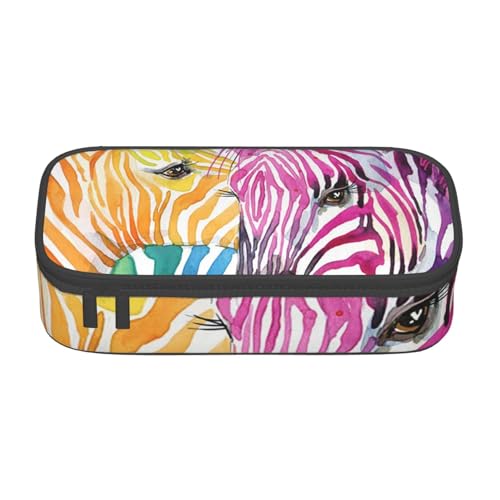 IguaTu Halloween fliegende Fledermäuse Große Kapazität Federmäppchen für Schule Schreibwaren Organizer Tasche mit Fächern Reißverschlusstasche, Rainbow Zebra, Einheitsgröße, Kosmetikkoffer von IguaTu