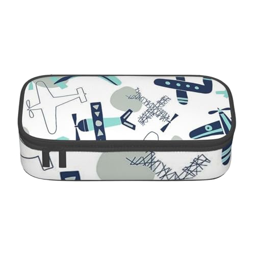 IguaTu Hühner und Bauernhof Große Kapazität Federmäppchen für Schule, Schreibwaren Organizer Tasche mit Fächern, Reißverschlusstasche, Flugzeig, Einheitsgröße, Kosmetikkoffer von IguaTu