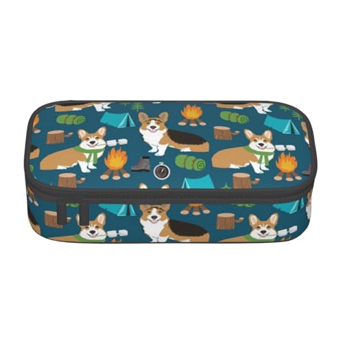 IguaTu Hühner und Bauernhof Große Kapazität Federmäppchen für Schule, Schreibwaren Organizer Tasche mit Fächern, Reißverschlusstasche, Hund 1, Einheitsgröße, Kosmetikkoffer von IguaTu