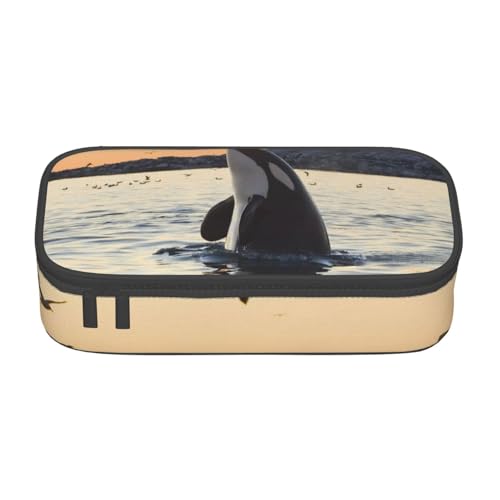 IguaTu Hühner und Bauernhof Große Kapazität Federmäppchen für Schule, Schreibwaren Organizer Tasche mit Fächern, Reißverschlusstasche, Killerwal, Einheitsgröße, Kosmetikkoffer von IguaTu