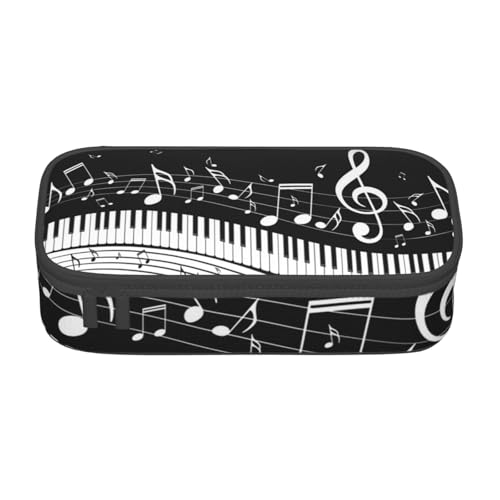 IguaTu Ladybug Federmäppchen mit großem Fassungsvermögen für Schule, Schreibwaren Organizer Tasche mit Fächern, Reißverschlusstasche, Schwarz-weiße Musiknote, Einheitsgröße, Kosmetikkoffer von IguaTu