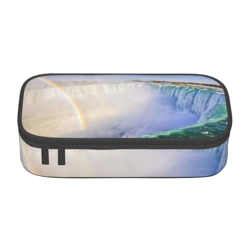 IguaTu Ladybug Federmäppchen mit großem Fassungsvermögen für Schule, Schreibwaren Organizer Tasche mit Fächern, Reißverschlusstasche, Wasserfall und Regenbogen, Einheitsgröße, Kosmetikkoffer von IguaTu