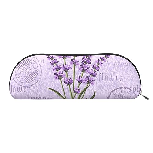 IguaTu Lavendel Stempel Leder Bleistift Tasche - Kosmetiktasche mit glattem Reißverschluss - Münztasche - Büro Schreibwaren Organizer, silber, Einheitsgröße, Schulranzen von IguaTu