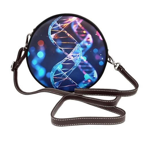 IguaTu Libellen-grüne runde Leder-Umhängetasche für Damen mit abnehmbarem Riemen, stilvolle Crossbody-Kreis-Geldbörse, DNA Genetic Helix, Einheitsgröße IguaTu Libellen-grüne runde Leder-Umhängetasche für Damen mit abnehmbarem Riemen, stilvolle Crossbody-Kreis-Geldbörse, DNA Genetic Helix, Einheitsgröße von IguaTu