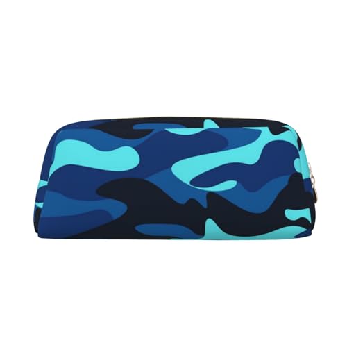 IguaTu Lila Libellen-Federmäppchen, Leder mit Reißverschluss, dreidimensionales Federmäppchen, große Kapazität, Kosmetiktasche, Schreibwaren-Tasche, blau camouflage, Einheitsgröße, Schulranzen von IguaTu