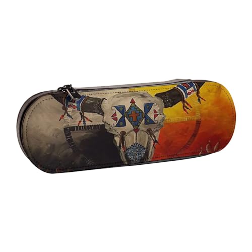 IguaTu Loon Birds Hartschalen-Federmäppchen und Make-up-Organizer aus Leder, wasserdichte Kosmetiktasche mit Reißverschluss, kompakte Reise-Stifttasche für Schule, Büro, Indianer, Einheitsgröße von IguaTu