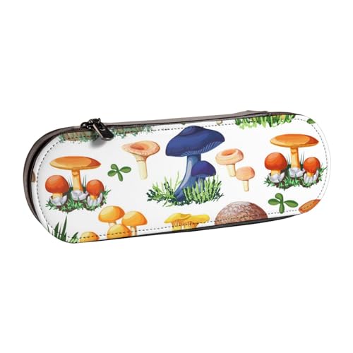 IguaTu Loon Birds Hartschalen-Federmäppchen und Make-up-Organizer aus Leder, wasserdichte Kosmetiktasche mit Reißverschluss, kompakte Reise-Stifttasche für Schule, Büro, Japanischer Malpilz von IguaTu