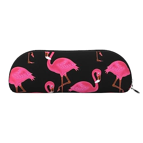 IguaTu Lovely Pink Flamingos Leder Bleistift Tasche - Kosmetiktasche mit glattem Reißverschluss - Münztasche - Büro Schreibwaren Organizer, silber, Einheitsgröße, Schulranzen von IguaTu