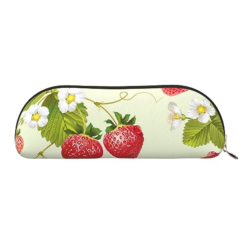 IguaTu Lovely Strawberry Leder Federmäppchen - Kosmetiktasche mit glattem Reißverschluss - Münztasche - Büro Schreibwaren Organizer, gold, Einheitsgröße, Schulranzen von IguaTu