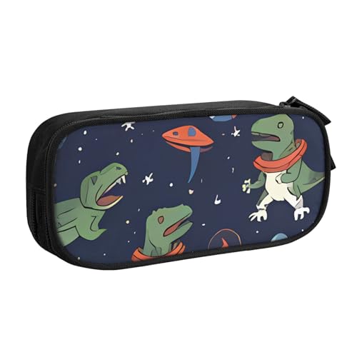 IguaTu Lustige Astronaut Dinosaurier Rakete Große Kapazität Federmäppchen - Doppellagiger Schreibwaren-Organizer für Schule, Büro, Reisen, Schwarz , Einheitsgröße, Kosmetikkoffer von IguaTu