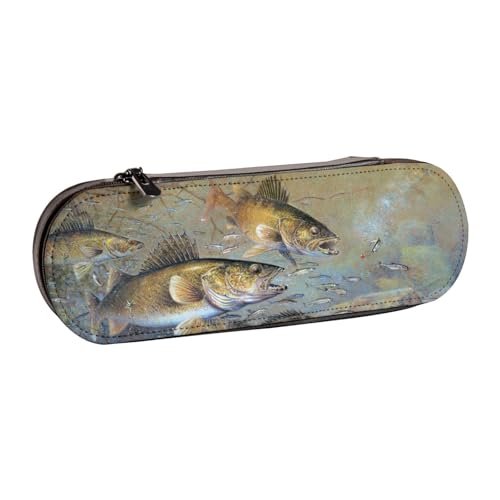 IguaTu Lustiges Kaninchen-Hartschalen-Federmäppchen und Make-up-Organizer – wasserdichte Kosmetikpinseltasche mit Reißverschluss, kompakte Reise-Stifttasche für Schule, Büro, Angeln See Angler von IguaTu